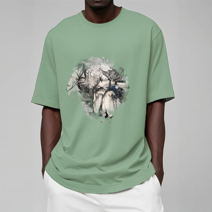 Buddha Stones Chinese Bamboo Mountain Pavilion Design Pattern Tee T-shirt - image 17