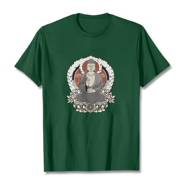 Buddha Stones Meditating Buddha Sitting With Lotus Pattern Tee T-shirt - ForestGreen - 2XL - image 11
