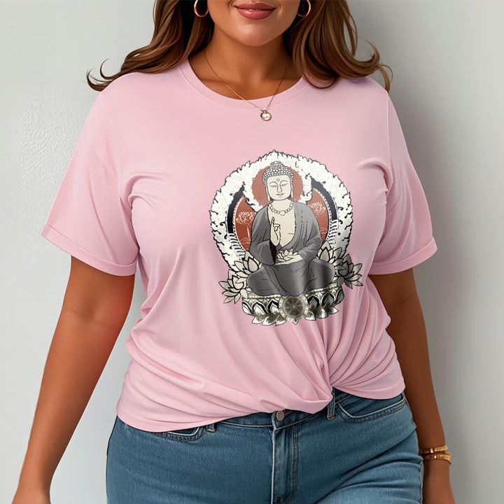 Buddha Stones Meditating Buddha Sitting With Lotus Pattern Tee T-shirt - image 14