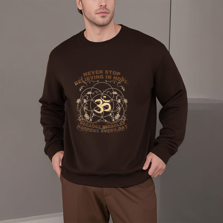 Buddha Stones Never Stop Believing In Hope Om Lotus Design Fleece Lined Polyester Sweatshirt