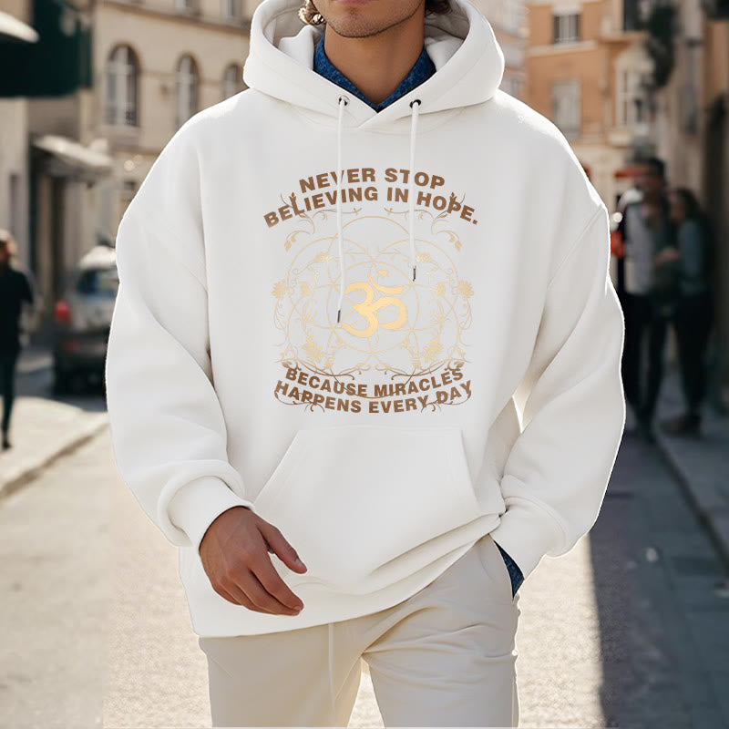 Buddha Stones Never Stop Believing In Hope Om Lotus Design Fleece Lined Hoodie