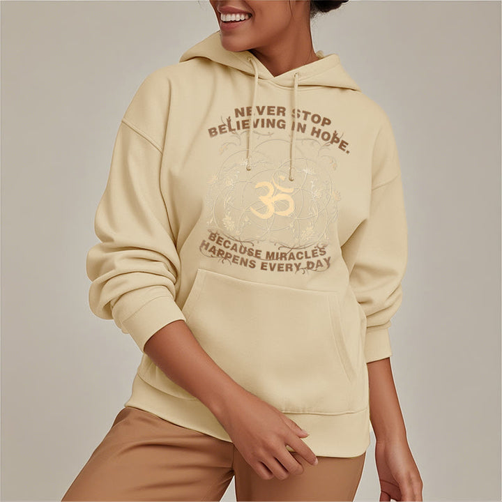 Buddha Stones Never Stop Believing In Hope Om Lotus Design Fleece Lined Hoodie