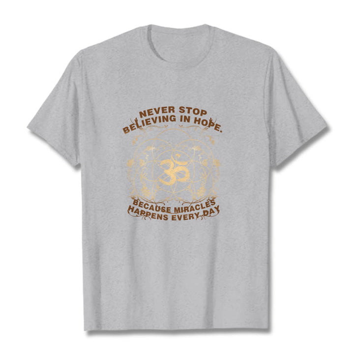 Buddha Stones Never Stop Believing In Hope Om Lotus Design Cotton Tee T-shirt - LightGrey - 2XL - image 20