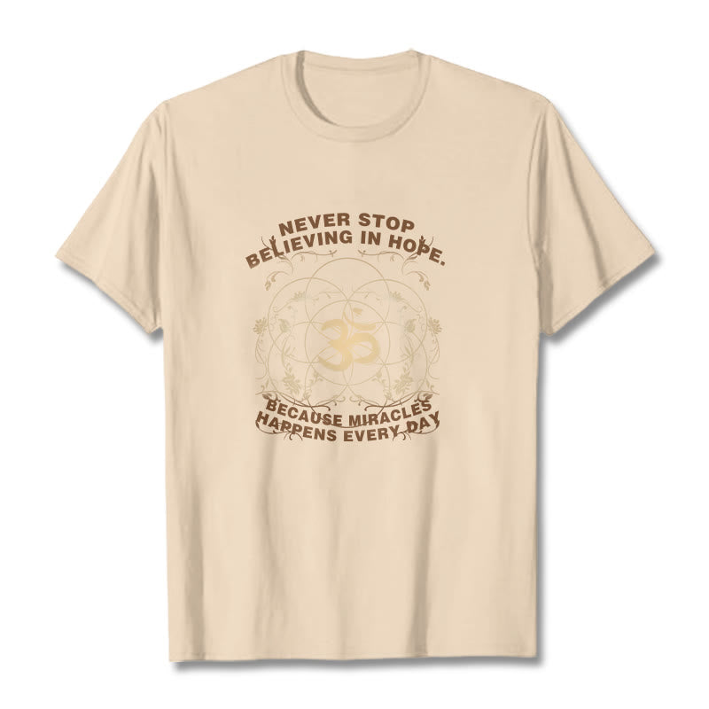 Buddha Stones Never Stop Believing In Hope Om Lotus Design Cotton Tee T-shirt - Bisque - 2XL - image 6