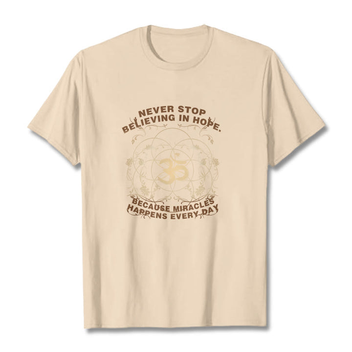 Buddha Stones Never Stop Believing In Hope Om Lotus Design Cotton Tee T-shirt - Bisque - 2XL - image 6