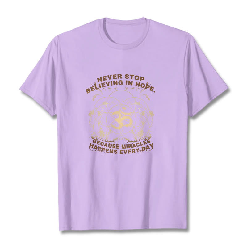 Buddha Stones Never Stop Believing In Hope Om Lotus Design Cotton Tee T-shirt - Plum - 2XL - image 17
