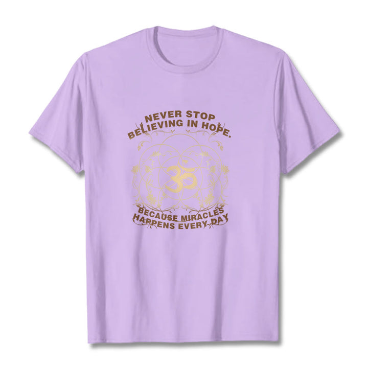 Buddha Stones Never Stop Believing In Hope Om Lotus Design Cotton Tee T-shirt - Plum - 2XL - image 17