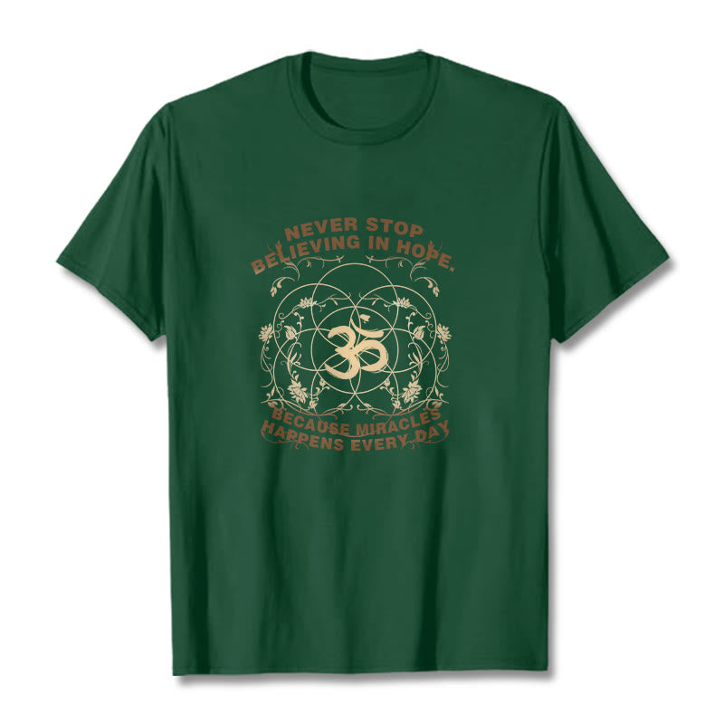 Buddha Stones Never Stop Believing In Hope Om Lotus Design Cotton Tee T-shirt - ForestGreen - 2XL - image 11