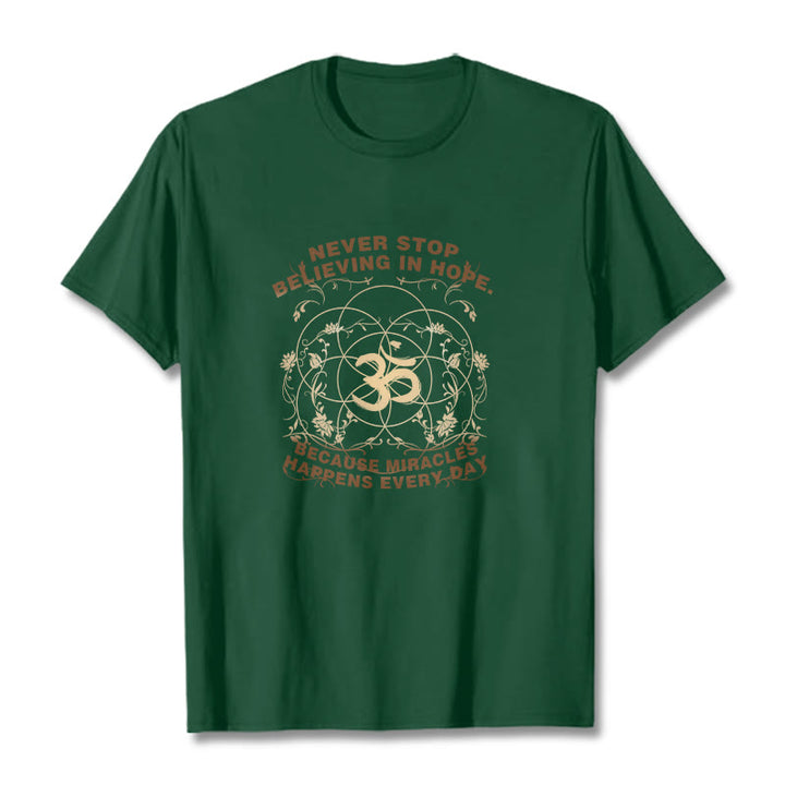 Buddha Stones Never Stop Believing In Hope Om Lotus Design Cotton Tee T-shirt - ForestGreen - 2XL - image 11