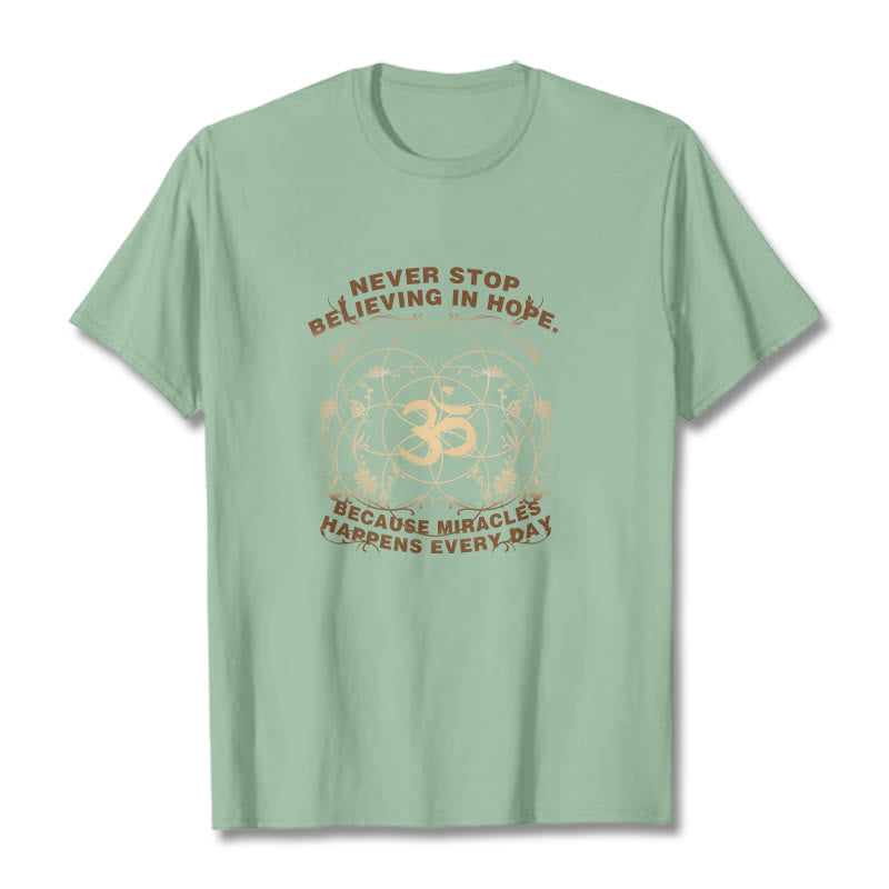 Buddha Stones Never Stop Believing In Hope Om Lotus Design Cotton Tee T-shirt - PaleGreen - 2XL - image 15
