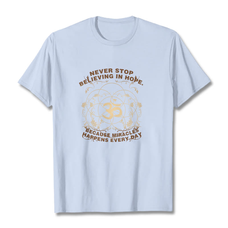 Buddha Stones Never Stop Believing In Hope Om Lotus Design Cotton Tee T-shirt - LightCyan - 2XL - image 19