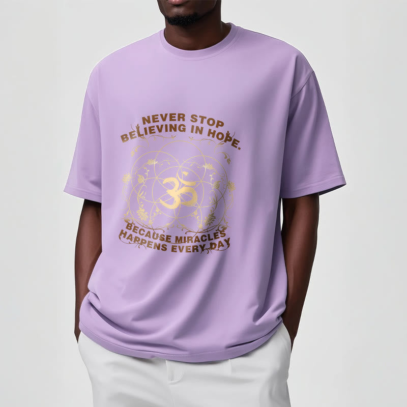 Buddha Stones Never Stop Believing In Hope Om Lotus Design Cotton Tee T-shirt - image 18