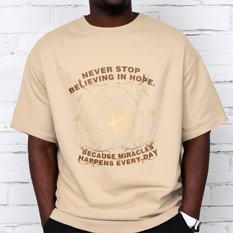 Buddha Stones Never Stop Believing In Hope Om Lotus Design Cotton Tee T-shirt - image 7