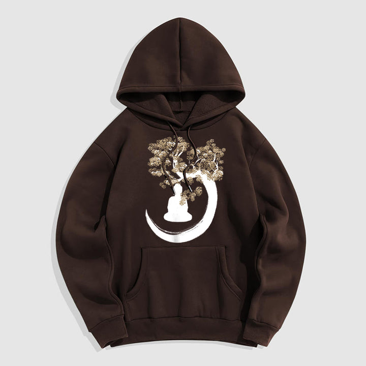 Buddha Stones Buddha Sitting Under The Tree Fleece Lined Hoodie