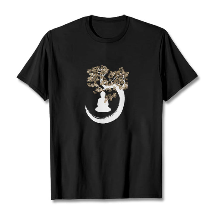 Buddha Stones Buddha Sitting Under The Tree Cotton Tee T-shirt - Black - 2XL - image 8