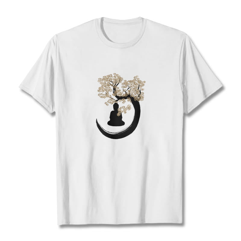 Buddha Stones Buddha Sitting Under The Tree Cotton Tee T-shirt - White - 2XL - image 12