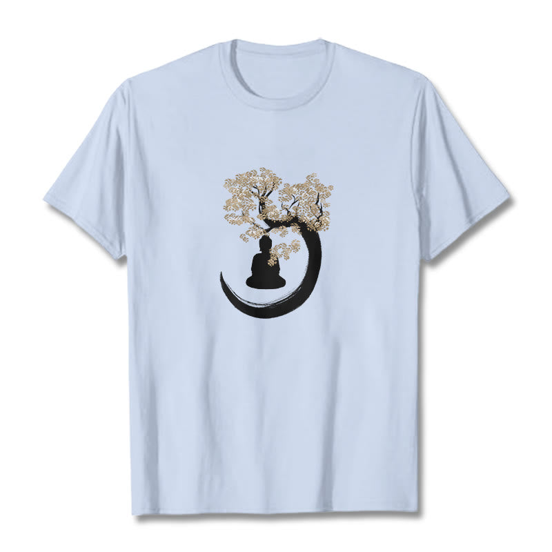 Buddha Stones Buddha Sitting Under The Tree Cotton Tee T-shirt - LightCyan - 2XL - image 16