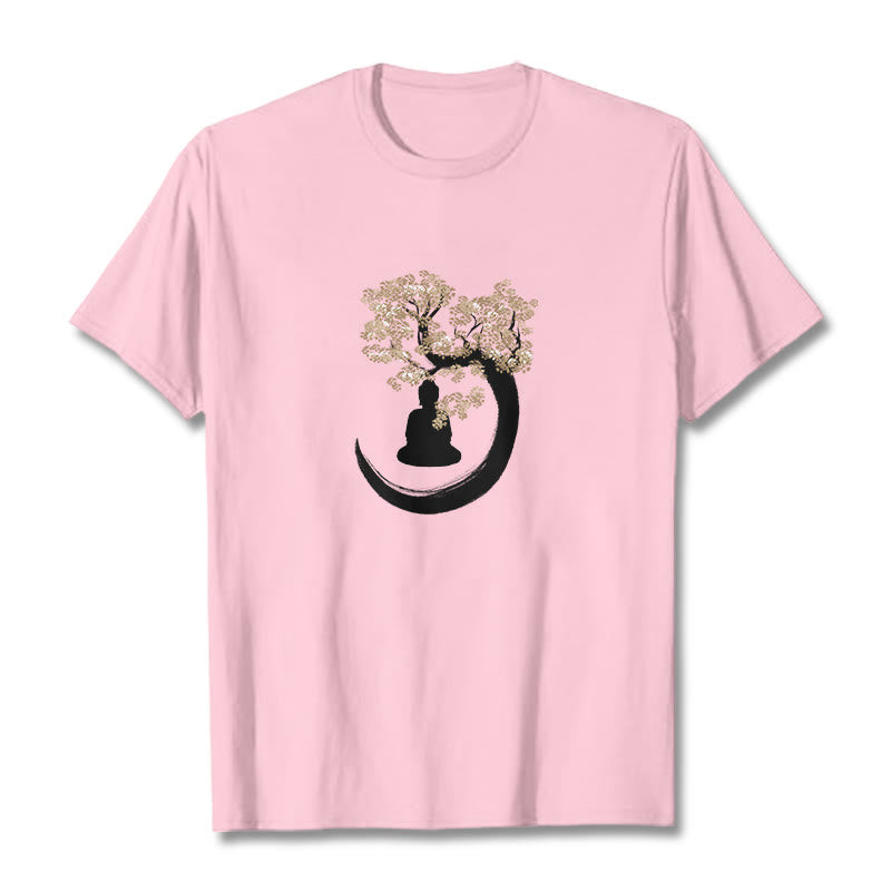 Buddha Stones Buddha Sitting Under The Tree Cotton Tee T-shirt