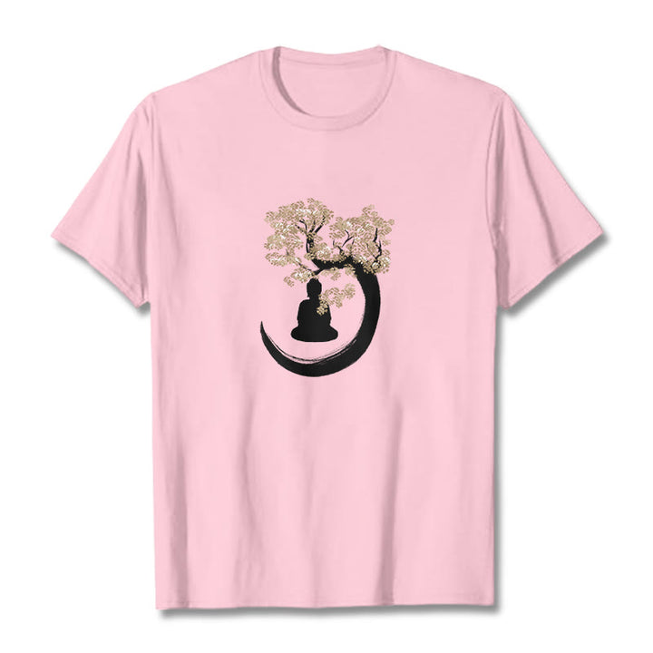 Buddha Stones Buddha Sitting Under The Tree Cotton Tee T-shirt - LightPink - 2XL - image 19
