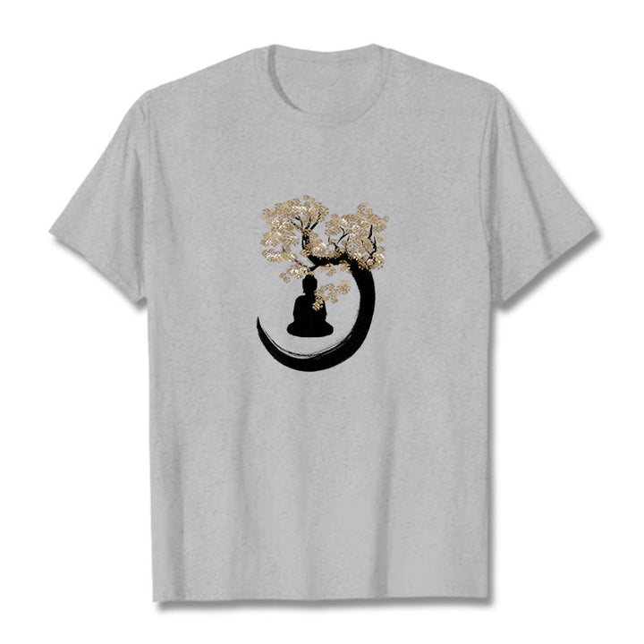 Buddha Stones Buddha Sitting Under The Tree Cotton Tee T-shirt