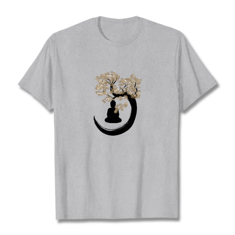 Buddha Stones Buddha Sitting Under The Tree Cotton Tee T-shirt - LightGrey - 2XL - image 15