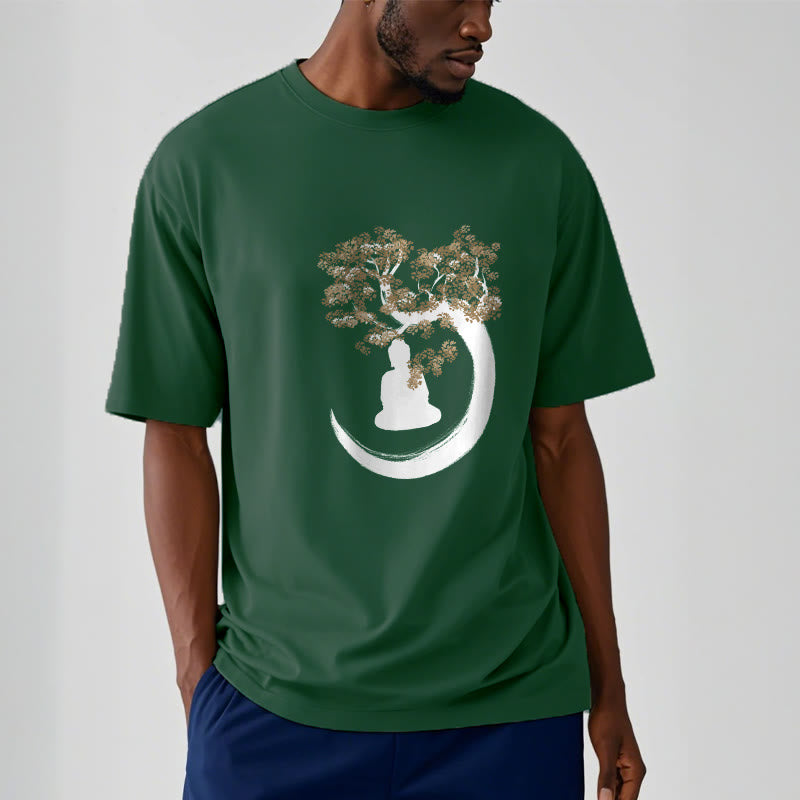 Buddha Stones Buddha Sitting Under The Tree Cotton Tee T-shirt - image 2