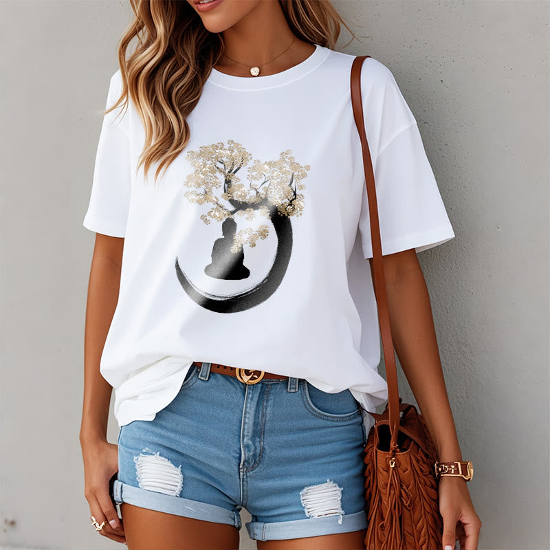 Buddha Stones Buddha Sitting Under The Tree Cotton Tee T-shirt - image 14