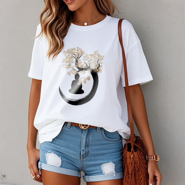 Buddha Stones Buddha Sitting Under The Tree Cotton Tee T-shirt - image 14