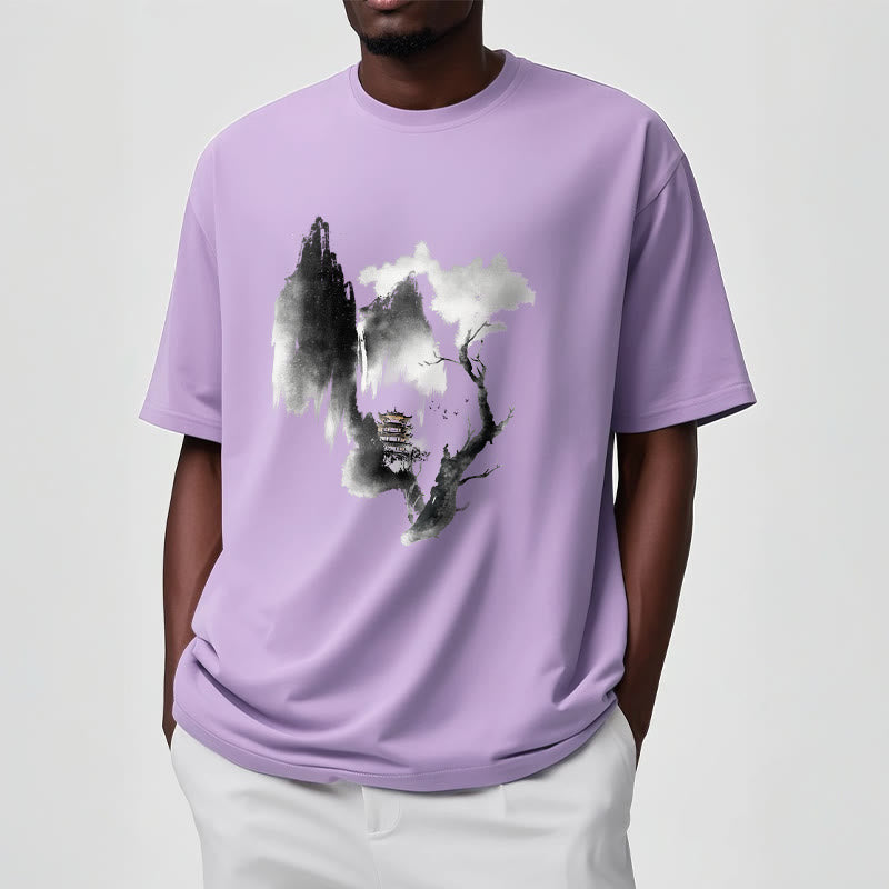 Buddha Stones Pavilion Tree Geese Around The Mountains Pattern Tee T-shirt - image 19