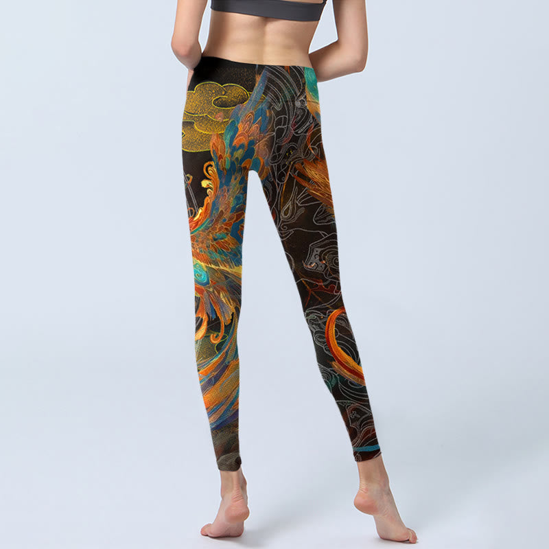 Buddha Stones Vibrant Phoenix Gym Leggings Women's Yoga Pants