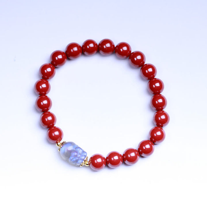 Buddha Stones Cinnabar Moonstone PiXiu Blessing Bracelet