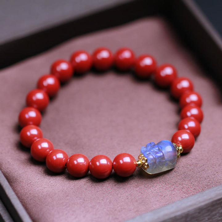 Buddha Stones Cinnabar Moonstone PiXiu Blessing Bracelet