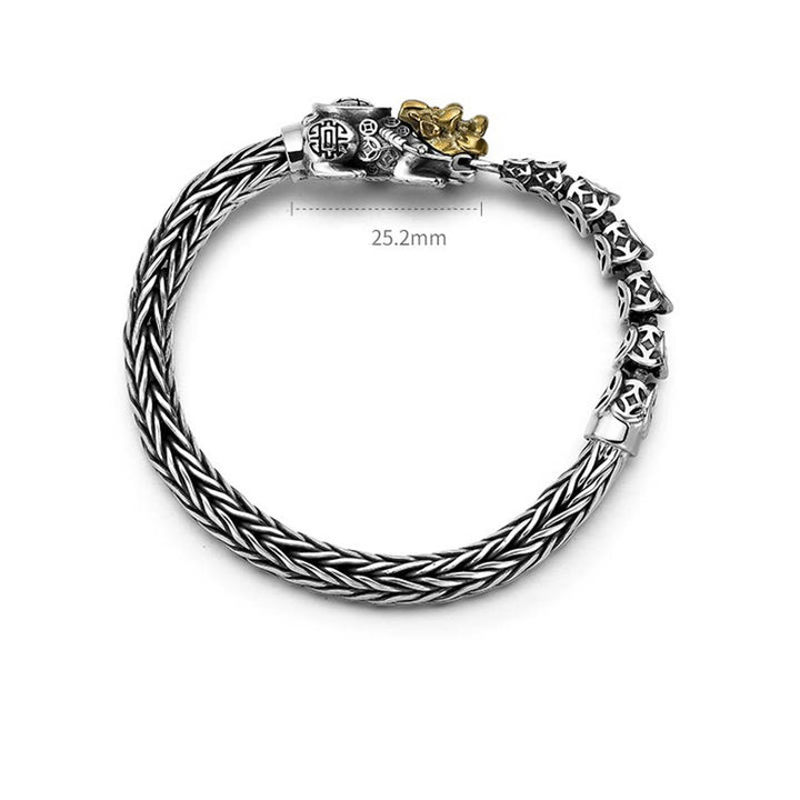 Buddha Stones 925 Sterling Silver PiXiu Copper Coins Ingot Wealth Bracelet Bangle - image 12