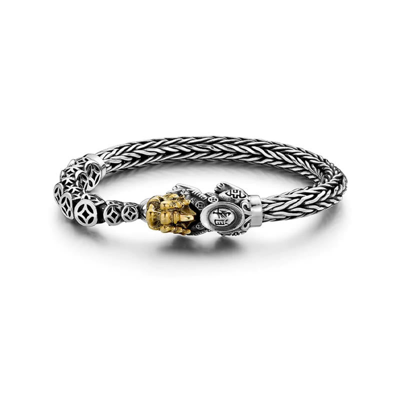 Buddha Stones 925 Sterling Silver PiXiu Copper Coins Ingot Wealth Bracelet Bangle - image 3