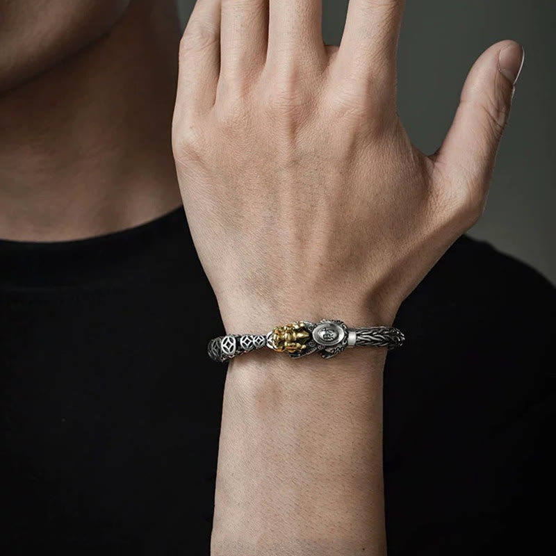 Buddha Stones 925 Sterling Silver PiXiu Copper Coins Ingot Wealth Bracelet Bangle - image 9