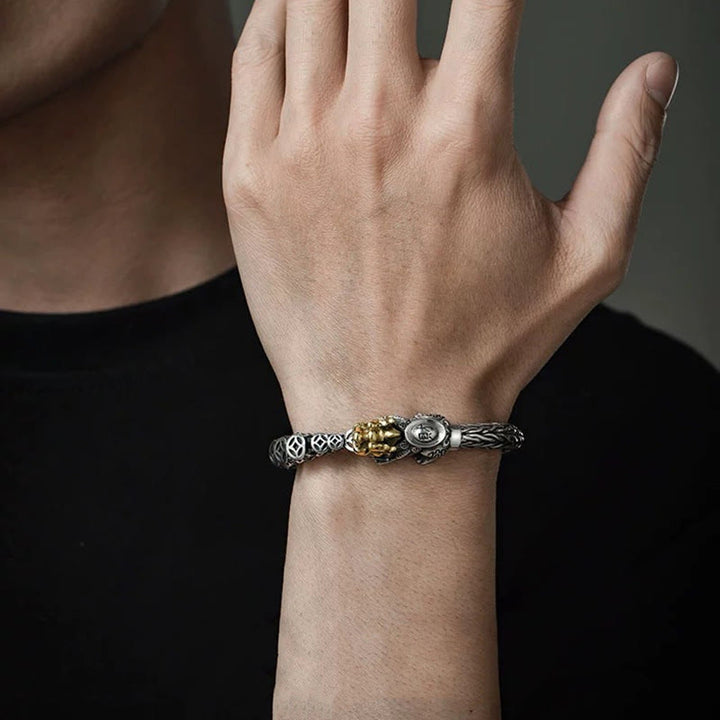 Buddha Stones 925 Sterling Silver PiXiu Copper Coins Ingot Wealth Bracelet Bangle - image 9