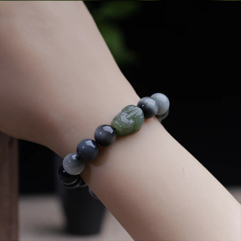 Buddha Stones Natural Eagle's Eye Stone Hetian Jade Pixiu Confidence Bracelet