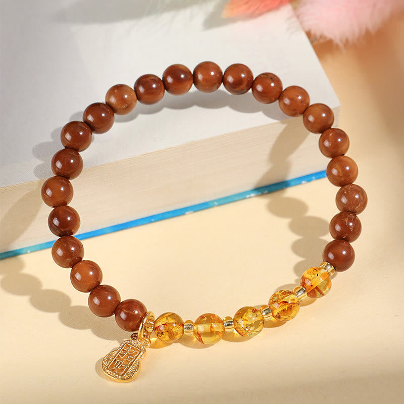 Buddha Stones Green Phantom Citrine Rutilated Quartz Super Seven Crystal Confidence Attract Wealth Bracelet