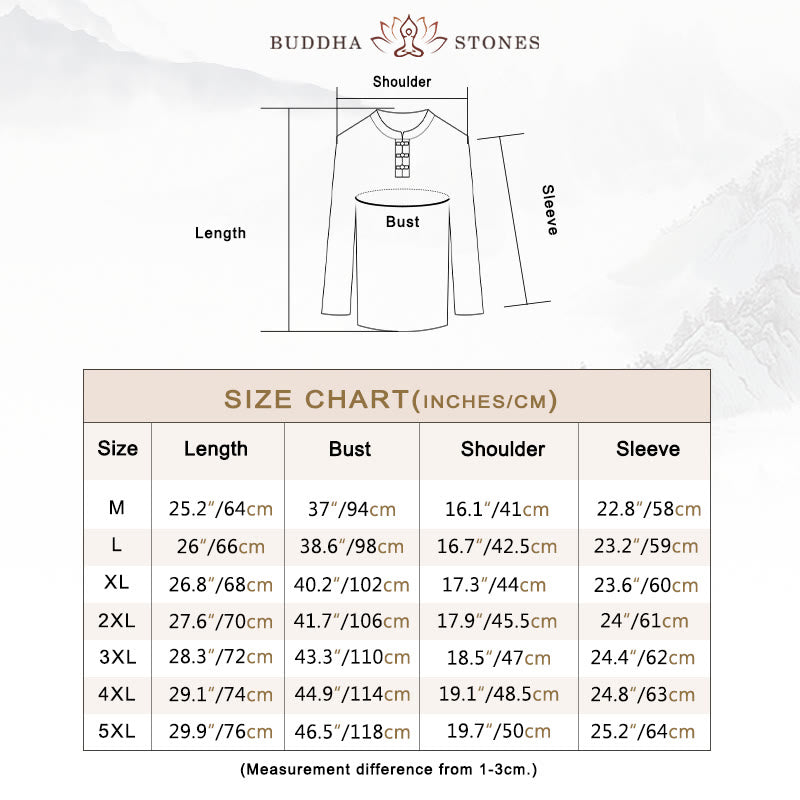 Buddha Stones Pure Color Cotton Linen Long Sleeve Top Pants Clothing Men's Set