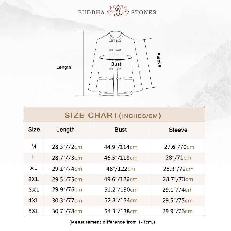 Buddha Stones Frog-Button Chinese Tang Suit Stand Collar Long Shirt Corduroy Men Cotton Jacket Clothing