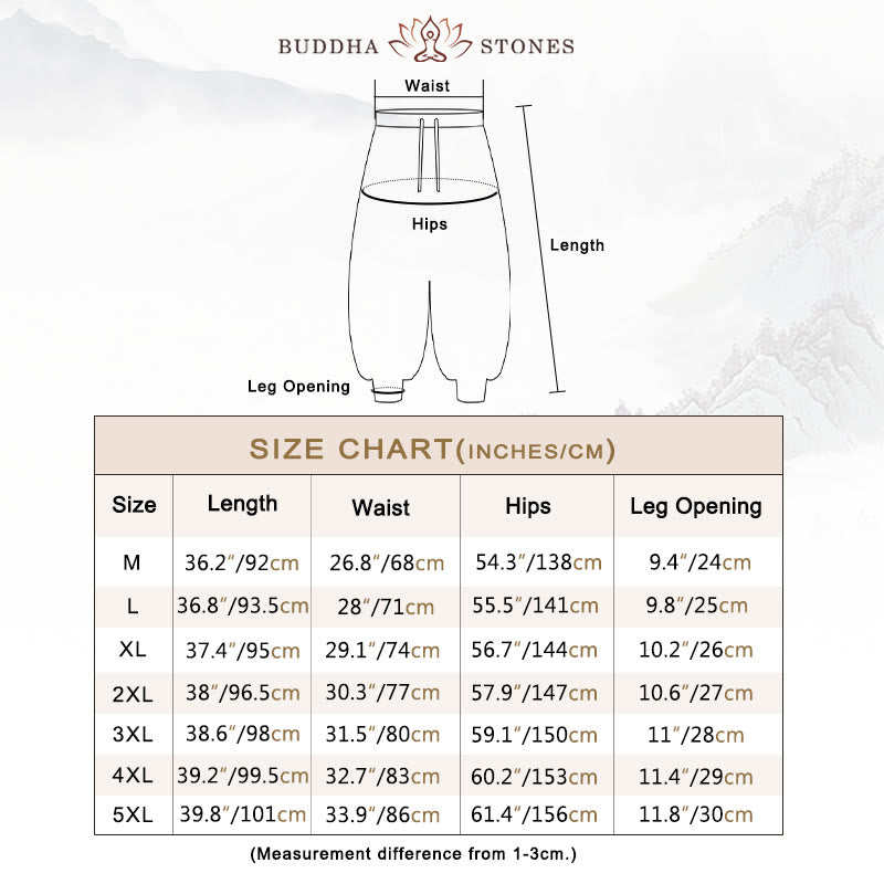 Buddha Stones Casual Plain Cotton Men's Harem Pants With Pockets - image 5