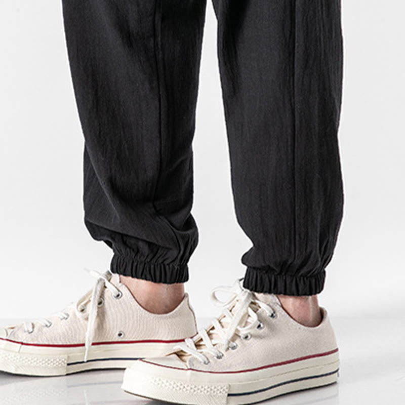 Buddha Stones Solid Color Drawstring Cotton Men's Pants With Pockets - image 15