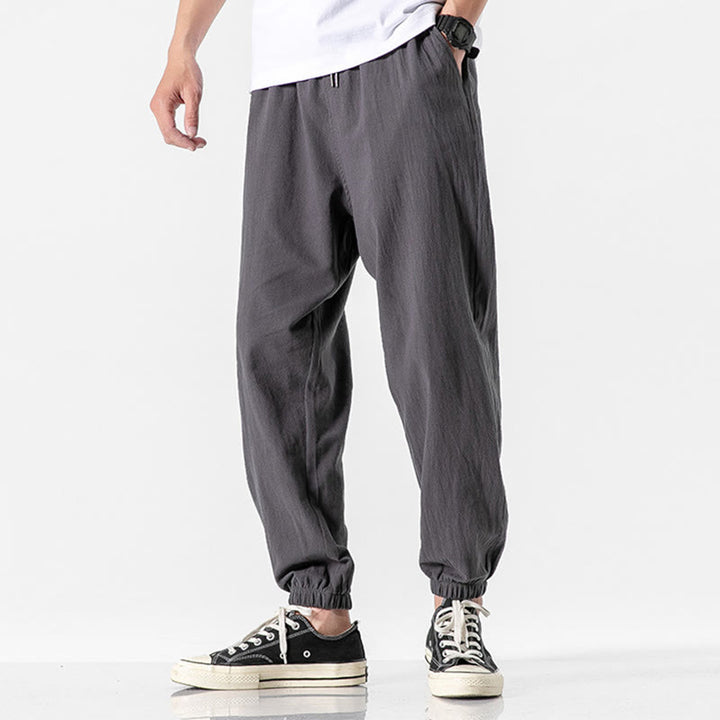 Buddha Stones Solid Color Drawstring Cotton Men's Pants With Pockets - DimGray - US/UK/AU50，EU60 (5XL) - image 4