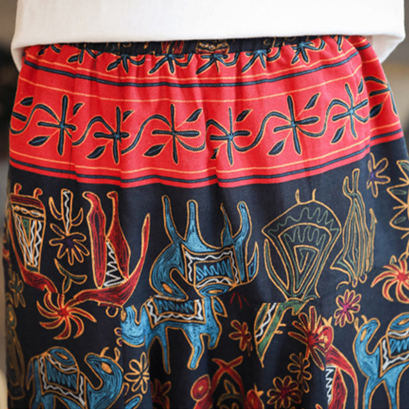 Buddha Stones Colorful Camel Figure Pattern Cotton Men's Harem Pants With Pockets - image 8