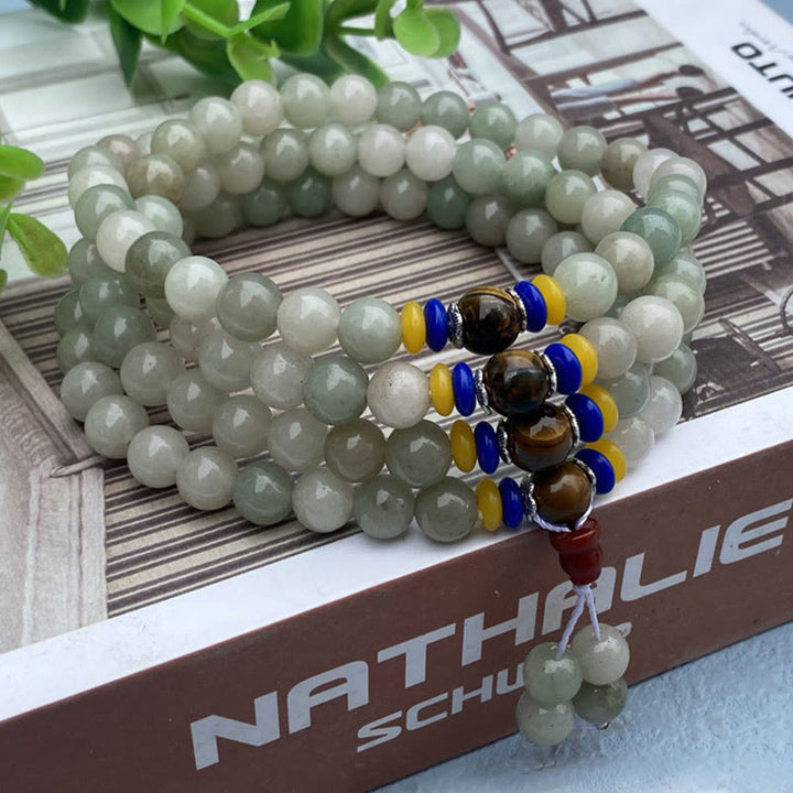 Buddha Stones 108 Mala Beads Natural Shetai jade Luck Prosperity Bracelet