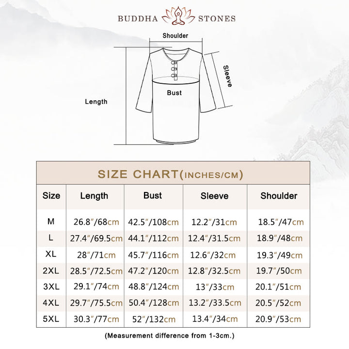 Buddha Stones Half Button Striped Three Quarter Sleeves Linen Men's Shirt - image 5