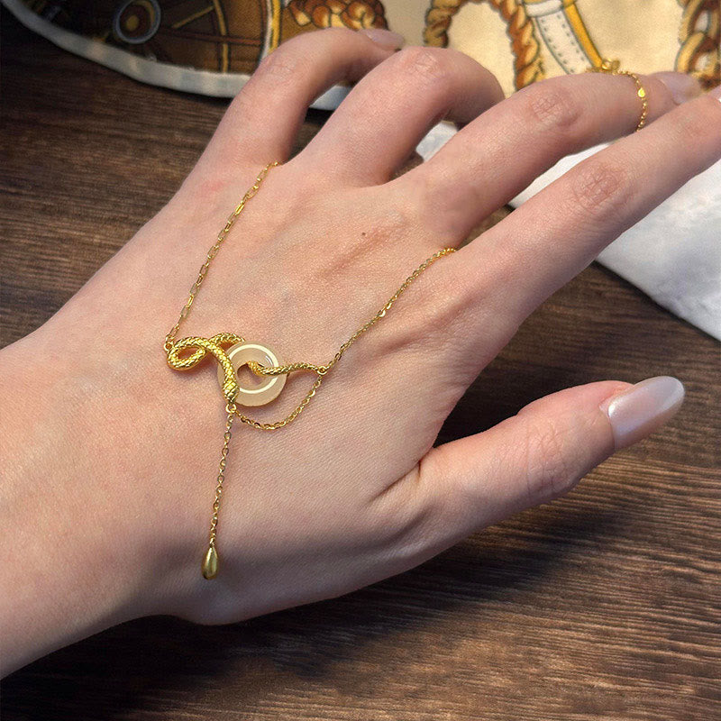 Buddha Stones Chalcedony Peace Buckle 925 Sterling Silver Gold Year Of The Snake Harmony Necklace Pendant - image 11