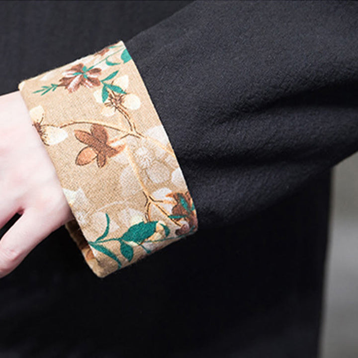 Buddha Stones Plum Blossom Embroidery Cuff Flower Design Frog-button Tang Suit Cotton Linen Men's Jacket Shirt  - image 11