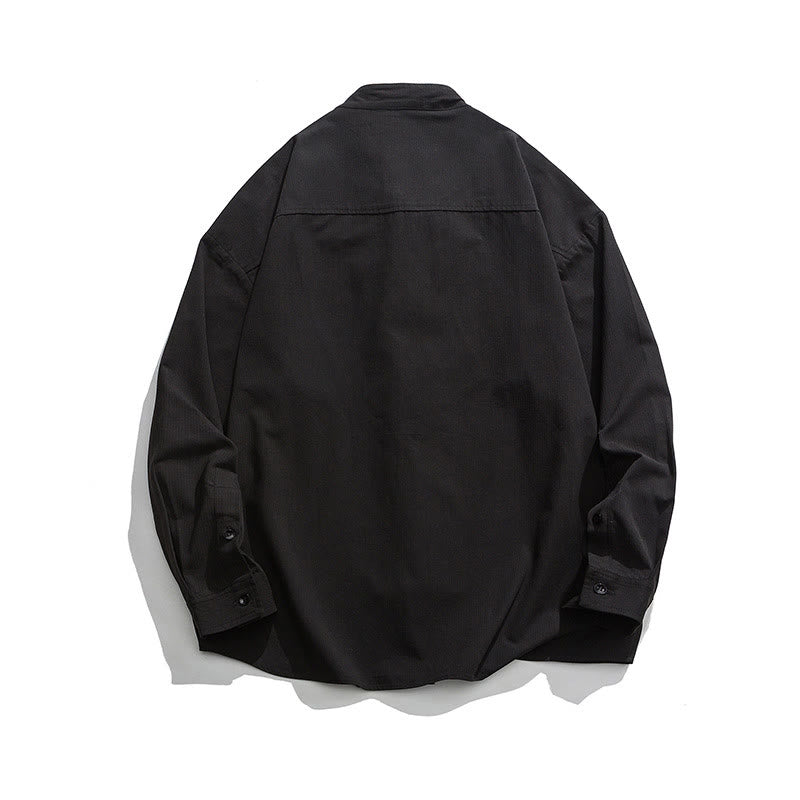 Buddha Stones Solid Color Frog-button Tang Suit Cotton Men's Jacket Shirt  - image 9