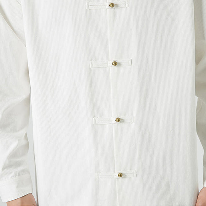 Buddha Stones Solid Color Frog-button Tang Suit Cotton Men's Jacket Shirt  - image 18